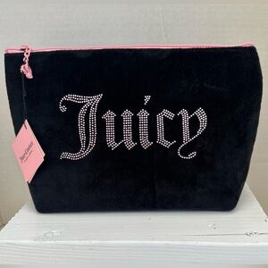 Juicy Couture Black and Pink Cosmetic Bags with Rhinestone Embellishments